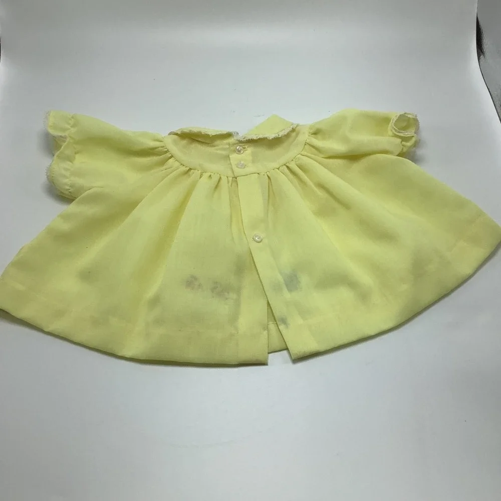 Vintage Newborn Smocked‎ Dresses Lace Trimmed & Embroidered Pink & Yellow